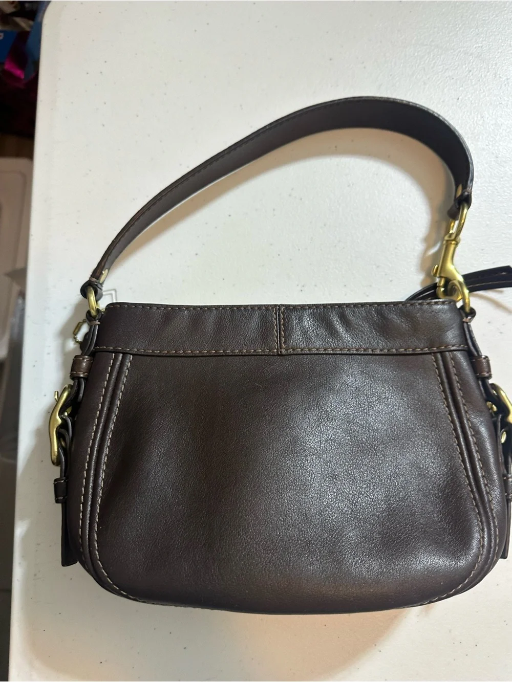 COACH Zoe Y2K Vintage Small Mini Hobo Shoulder Bag Purse Brown Leather